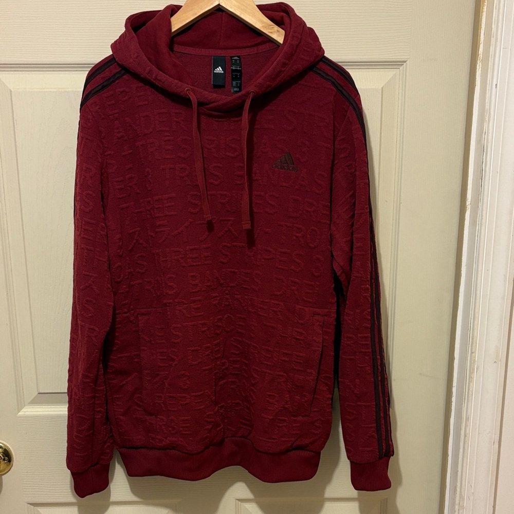 Adidas Maroon Hoodie with Black Accents